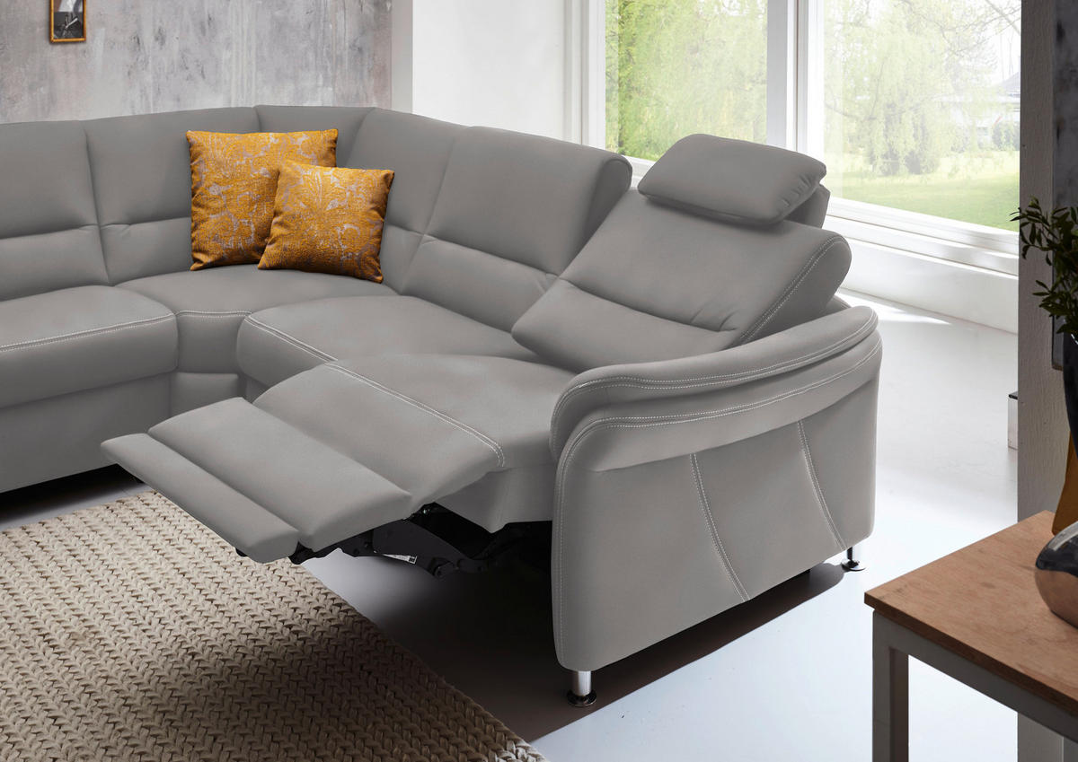 WOHNLANDSCHAFT in Mikrofaser Ecru  - Ecru/Alufarben, Konventionell, Textil/Metall (173/330/262cm) - Beldomo System