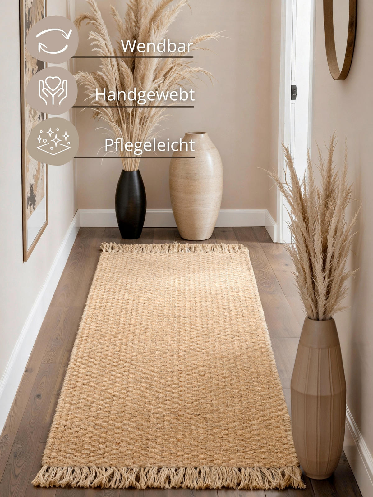 JUTETEPPICH 80/200 cm Handloom 1.0 Goldbraun  - Goldbraun, Basics, Textil (80/200cm) - Hanse Home