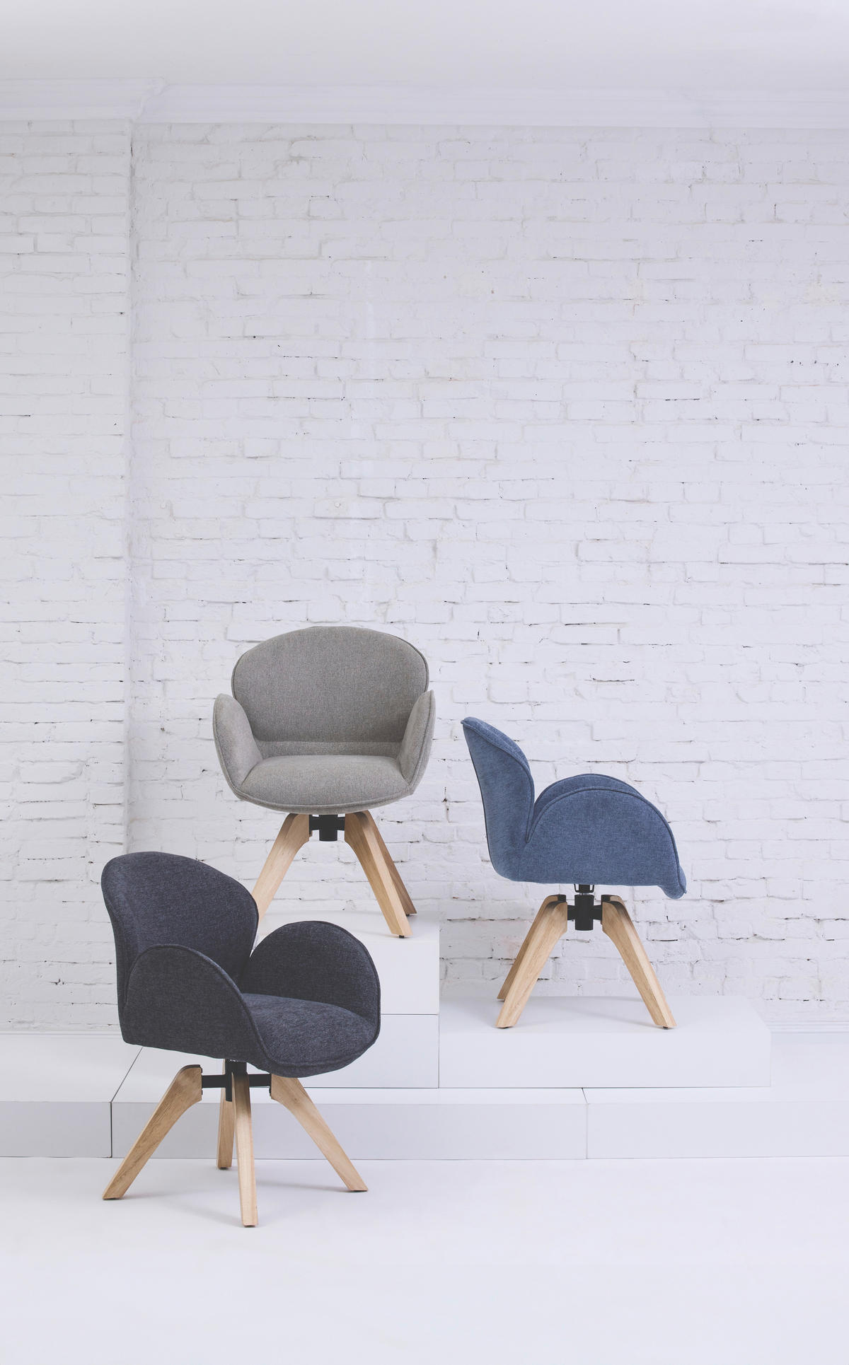 ARMLEHNSTUHL in Holz, Textil Blau, Hellbraun  - Hellbraun/Blau, Basics, Holz/Textil (61/82/63,5cm) - Tom Tailor