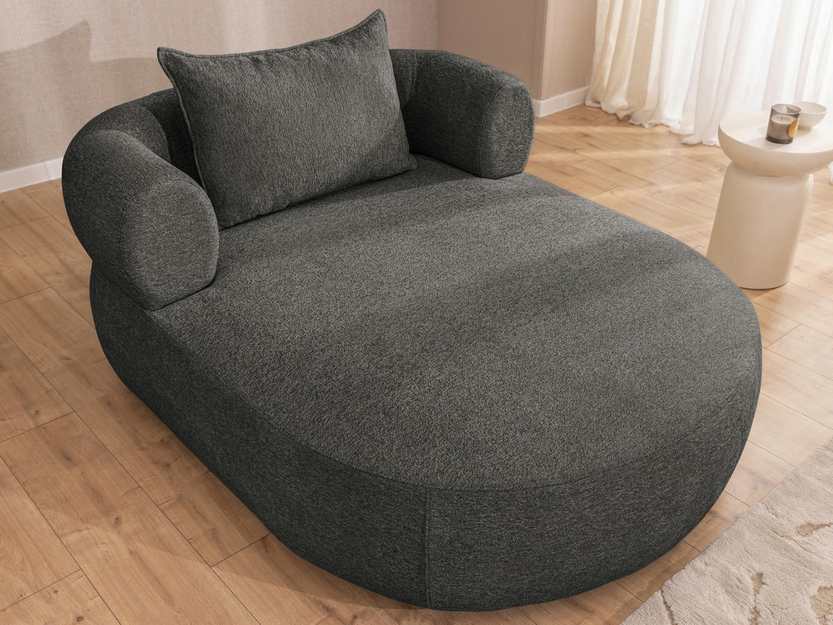 XXL-SESSEL Chenille Anthrazit    - Anthrazit/Schwarz, Design, Kunststoff/Textil (122/76/156cm) - Livetastic
