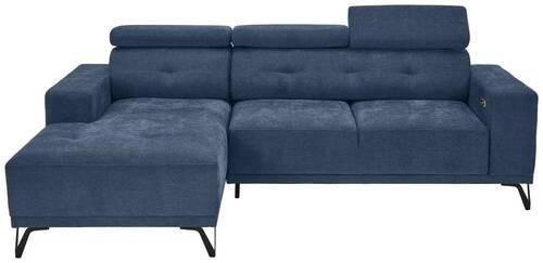 ECKSOFA Blau Chenille  - Blau/Schwarz, KONVENTIONELL, Textil/Metall (178/264cm) - Hom`in