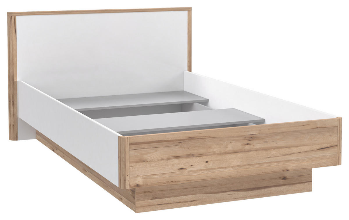 BETT 120/200 cm  in Weiß, Eichefarben  - Eichefarben/Weiß, MODERN, Holzwerkstoff (120/200cm) - Xora