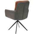 ARMLEHNSTUHL  in Eisen Mikrofaser Echtleder pigmentiert  - Cognac/Anthrazit, Design, Leder/Textil (58/89/67cm) - Novel