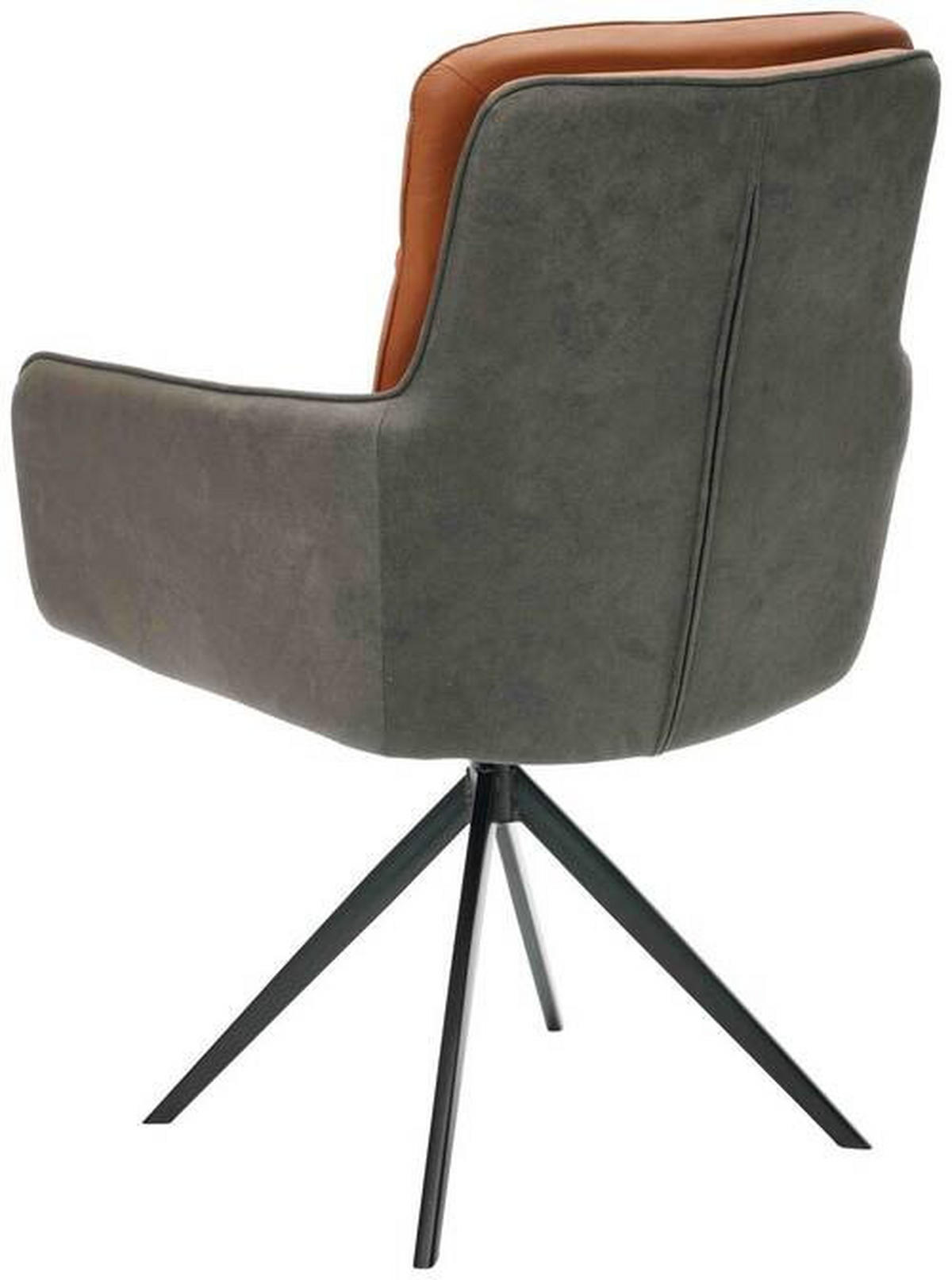 ARMLEHNSTUHL  in Eisen Mikrofaser Echtleder pigmentiert  - Cognac/Anthrazit, Design, Leder/Textil (58/89/67cm) - Novel