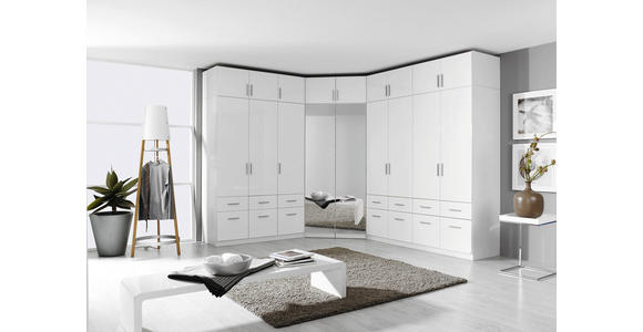 DREHTÜRENSCHRANK 136/197/54 cm 3-türig Weiß, Weiß Hochglanz - Weiß Hochglanz/Alufarben, Design, Holzwerkstoff/Kunststoff (136/197/54cm) - Carryhome