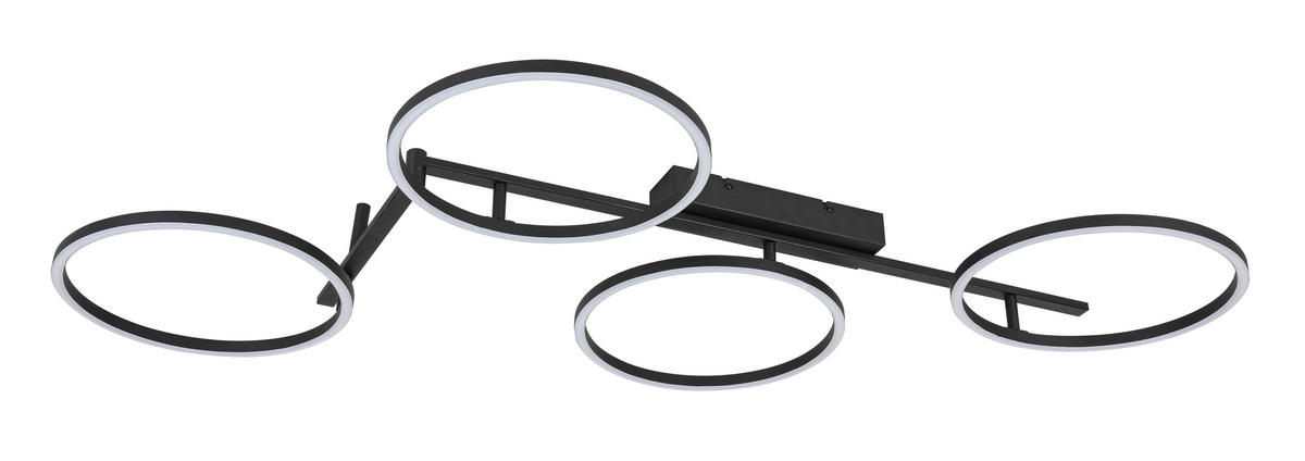 DECKENLEUCHTE    113/66/12 cm  - Schwarz, Trend, Kunststoff/Metall (113/66/12cm) - Collett's Monde