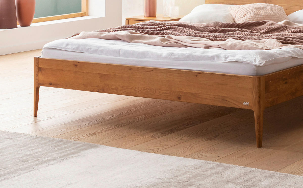 BETT 140/200 cm  in Wildeiche   - Wildeiche, Konventionell, Holz (140/200cm) - Hasena