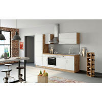 KÜCHENBLOCK 270 cm   in Weiß, Eiche Wotan  - Chromfarben/Eiche Wotan, MODERN, Holzwerkstoff/Metall (270cm) - Held