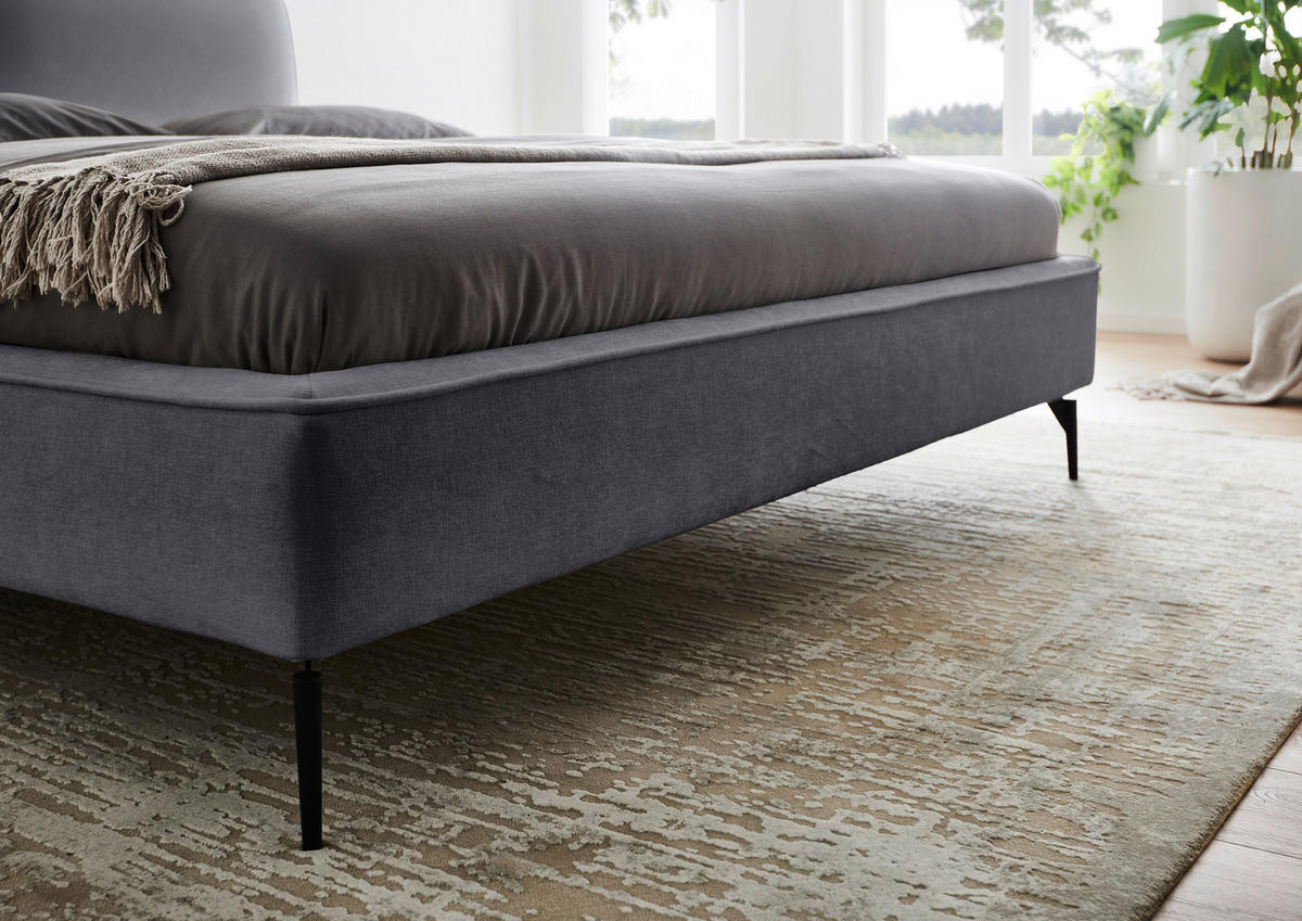 POLSTERBETT 200/200 cm  in Grau  - Schwarz/Grau, MODERN, Textil/Metall (200/200cm) - Livetastic