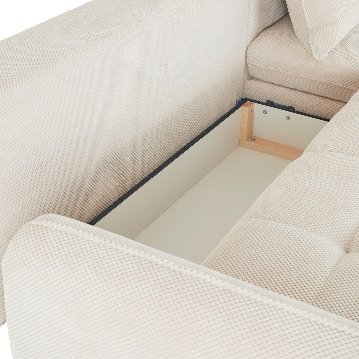 ECKSOFA WAVE Creme Struktur  - Beige/Creme, MODERN, Textil/Metall (266/189cm) - MID.YOU