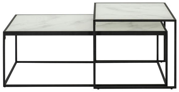 COUCHTISCHSET Kristallglas 50-100/50-55/35-43 cm rechteckig Schwarz, Weiß - Schwarz/Weiß, Design, Glas/Metall (50-100/50-55/35-43cm) - Carryhome
