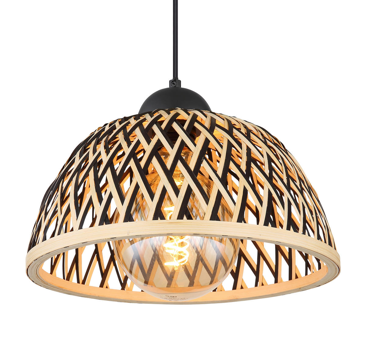 HÄNGELEUCHTE COLLY 30/120 cm   - Schwarz/Naturfarben, Basics, Holz/Metall (30/120cm) - Globo