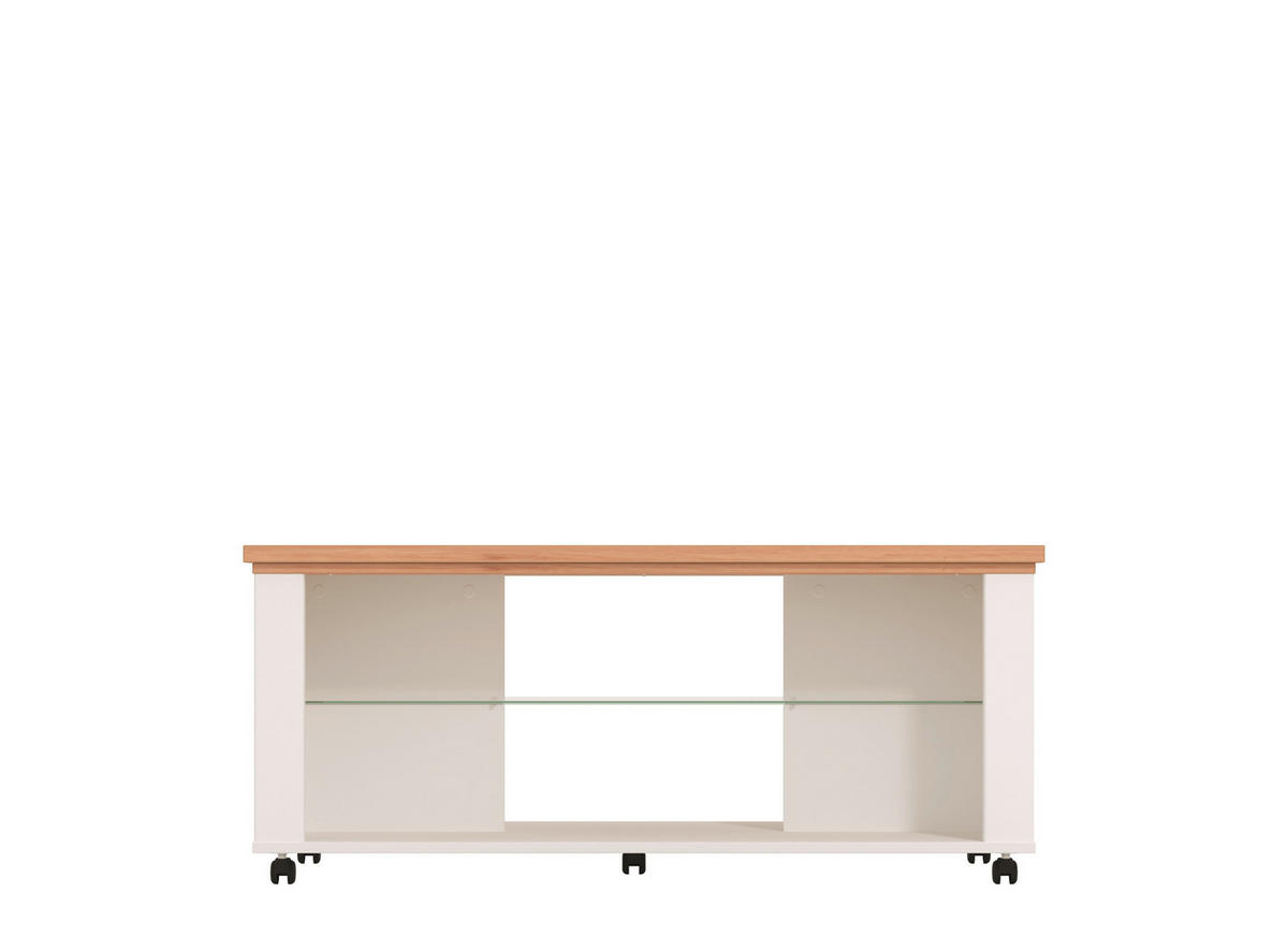 KONFERENČNÍ STOLEK, bílá, dub artisan, sklo, kompozitní dřevo, 115/49/51 cm - bílá/dub artisan, Basics, kompozitní dřevo/sklo (115/49/51cm) - Landscape