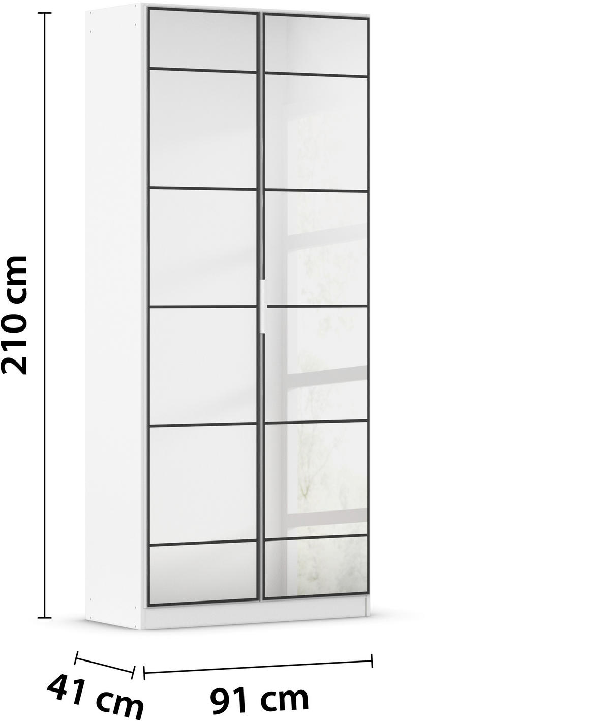 DREHTÜRENSCHRANK in Schwarz, Weiss  - Weiss/Schwarz, Design, Glas/Holzwerkstoff (90/210/41cm) - Boxxx