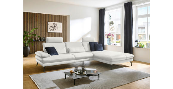 ECKSOFA in Echtleder Weiß 308/195 cm - Schwarz/Weiß, Design, Leder/Metall (308/195cm) - Dieter Knoll