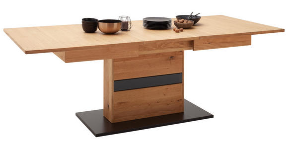 ESSTISCH in Holz, Holzwerkstoff, Metall 180-230/100/77 cm  - Wildeiche/Anthrazit, Natur, Holz/Holzwerkstoff (180-230/100/77cm) - Linea Natura