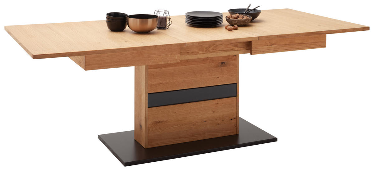 ESSTISCH in Holz, Holzwerkstoff, Metall 180-230/100/77 cm  - Wildeiche/Anthrazit, Natur, Holz/Holzwerkstoff (180-230/100/77cm) - Linea Natura