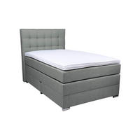 BOXSPRINGBETT 120/200 cm,  in Dunkelgrau, Matratze, Bettkasten, Topper, H3 = fest  - Chromfarben/Dunkelgrau, KONVENTIONELL, Kunststoff/Textil (120/200cm) - Boxxx