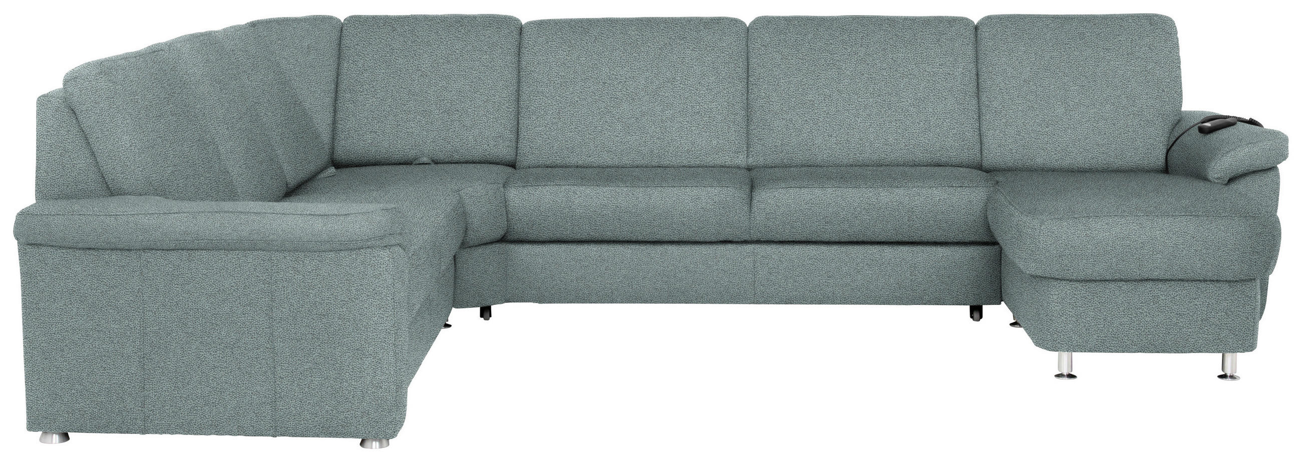 WOHNLANDSCHAFT in Flachgewebe Salbeigrün  - Chromfarben/Salbeigrün, Konventionell, Textil/Metall (240/330/163cm) - Beldomo System