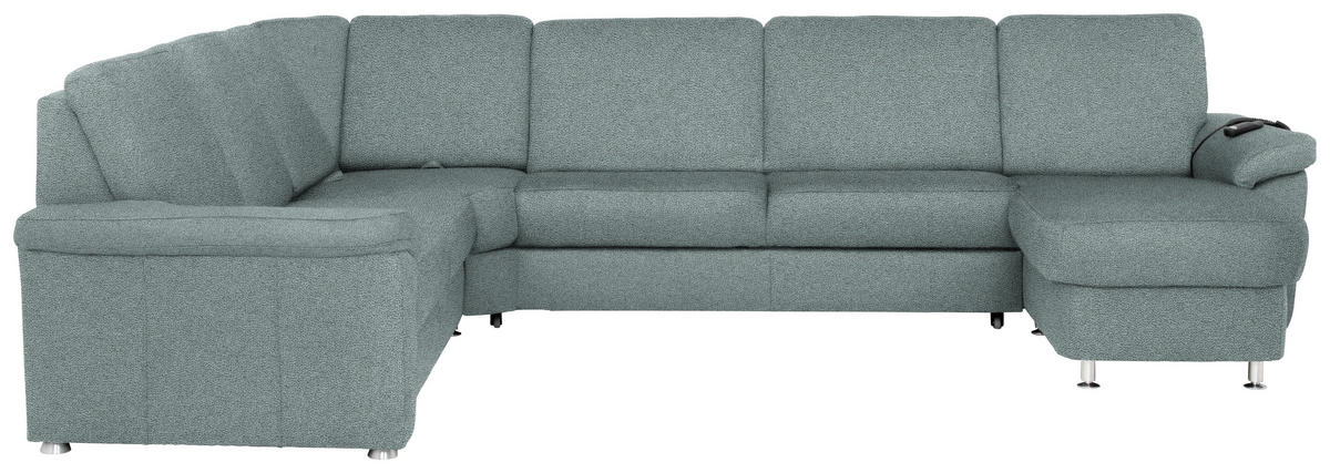 WOHNLANDSCHAFT in Flachgewebe Salbeigrün  - Chromfarben/Salbeigrün, Konventionell, Textil/Metall (240/330/163cm) - Beldomo System