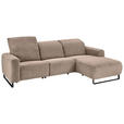 ECKSOFA in Cord Taupe  - Taupe/Schwarz, KONVENTIONELL, Textil/Metall (266/180cm) - Hom`in