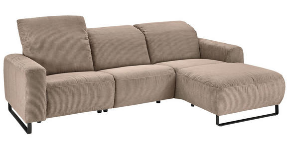 ECKSOFA in Cord Taupe  - Taupe/Schwarz, KONVENTIONELL, Textil/Metall (266/180cm) - Hom`in