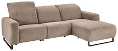 ECKSOFA Taupe Cord  - Taupe/Schwarz, KONVENTIONELL, Textil/Metall (266/180cm) - Hom`in