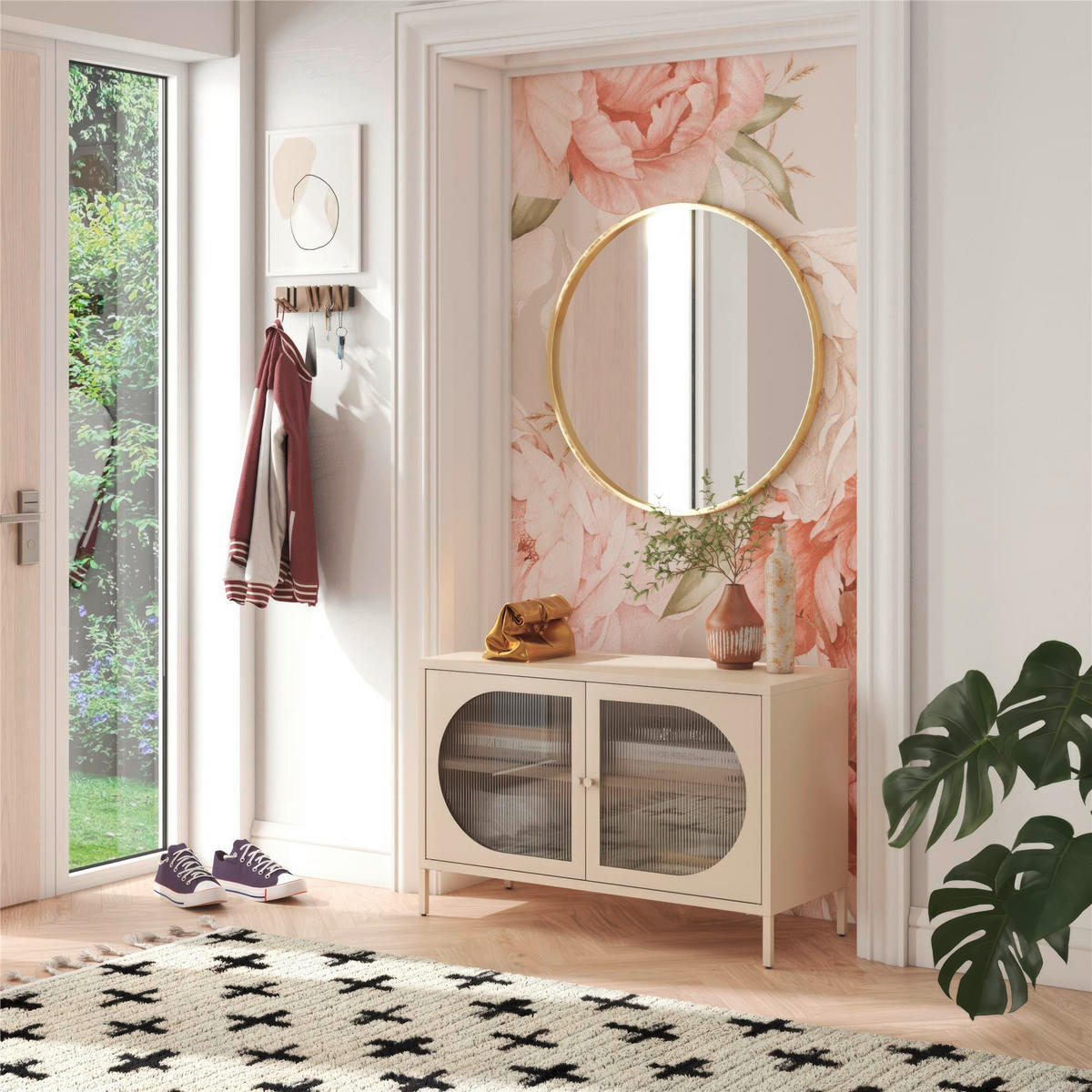 KOMMODE Luna   in 100/64/40 cm  - Creme, Design, Glas/Metall (100/64/40cm) - MID.YOU
