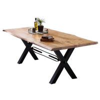 ESSTISCH 240/100/78 cm Echtholz  Holz, Metall rechteckig Naturfarben, Schwarz  - Schwarz/Naturfarben, MODERN, Holz/Metall (240/100/78cm) - MID.YOU