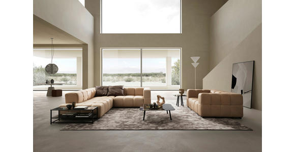 ECKSOFA in Echtleder Hellbraun 255/244 cm - Hellbraun/Schwarz, Design, Leder/Metall (255/244cm) - Emilio Belluti
