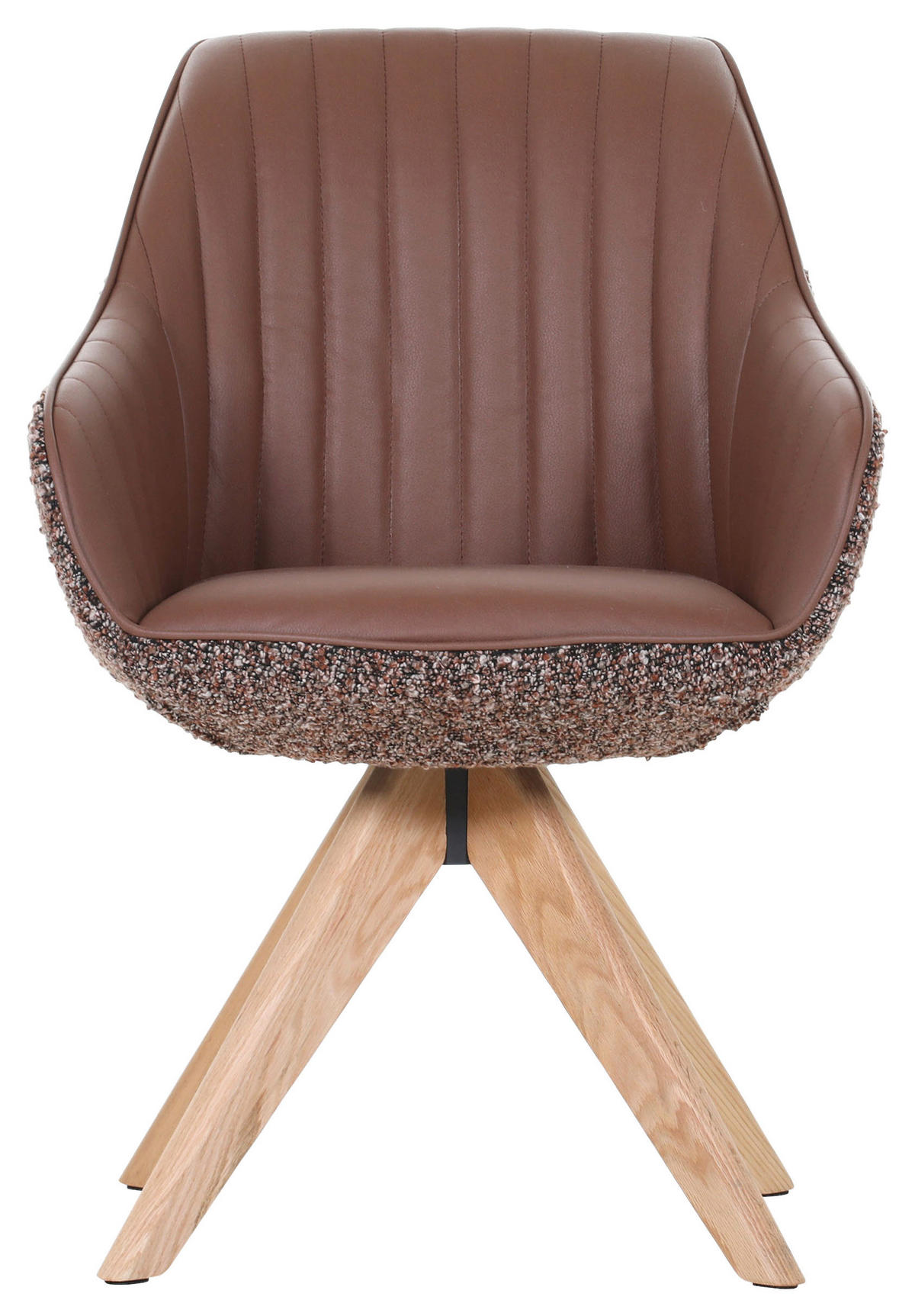 ARMLEHNSTUHL  in Chenille, Lederlook  - Eichefarben/Cognac, KONVENTIONELL, Holz/Textil (60/83/65cm) - home24