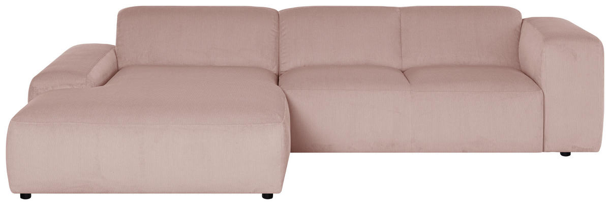 ECKSOFA HANNAH Rosa Cord  - Schwarz/Rosa, Design, Kunststoff/Textil (200/304cm) - MID.YOU