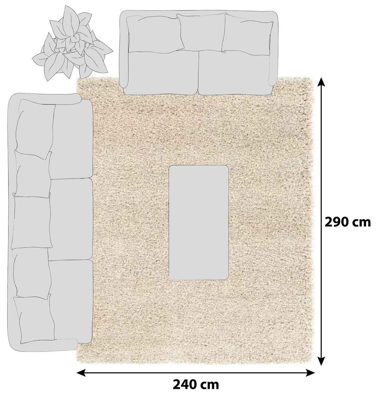 HOCHFLORTEPPICH 240/290 cm Fashion Shaggy Beige  - Beige, Basics, Textil (240/290cm) - Novel