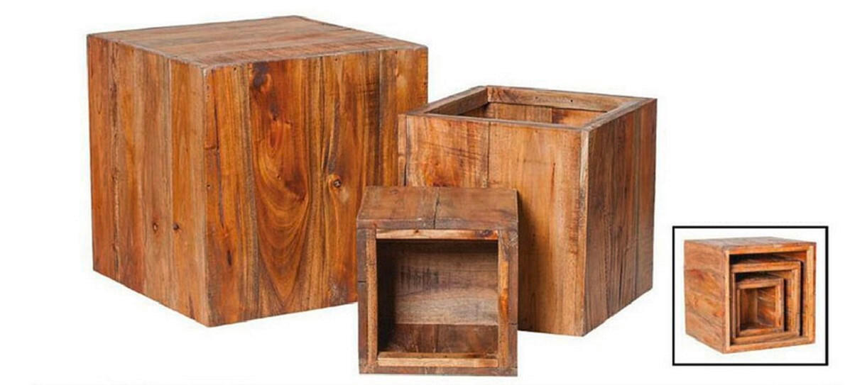 Dekosäulen-Set Holz Tanne massiv  - Naturfarben, Trend, Holz - Ambia Home