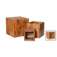 Dekosäulen-Set Holz Tanne massiv  - Naturfarben, Trend, Holz - Ambia Home