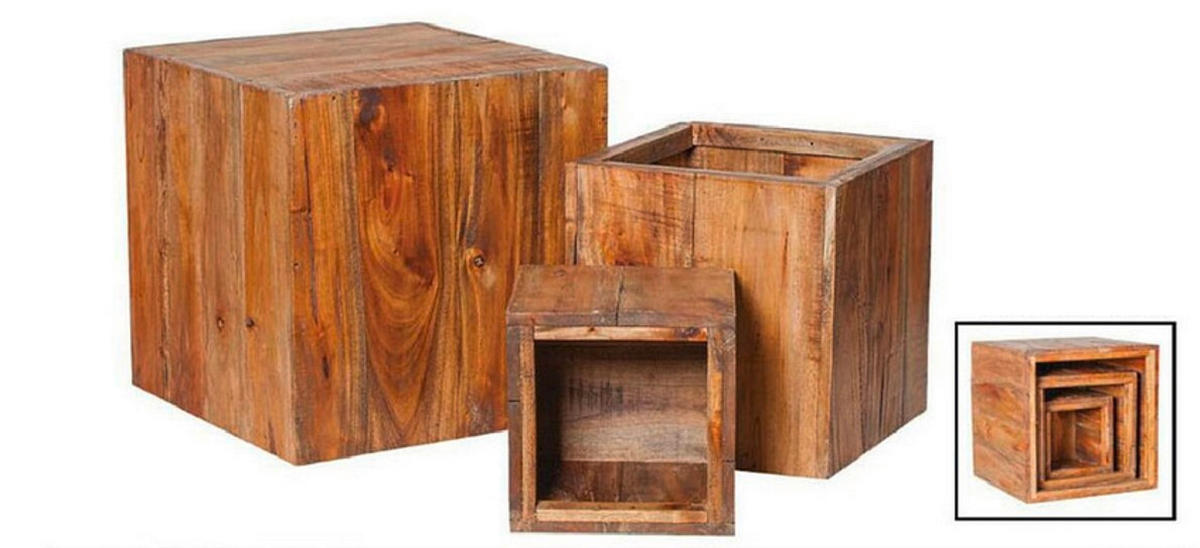 Dekosäulen-Set Holz Tanne massiv  - Naturfarben, Trend, Holz - Ambia Home