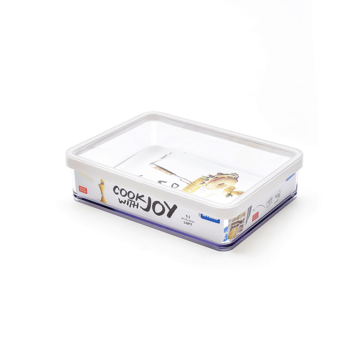 VORRATSDOSE LOFT 1 L  - Transparent/Weiß, Basics, Kunststoff (20/15/48cm) - Rotho