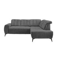 ECKSOFA in Chenille Anthrazit  - Anthrazit/Schwarz, Modern, Textil/Metall (261/200cm) - Livetastic