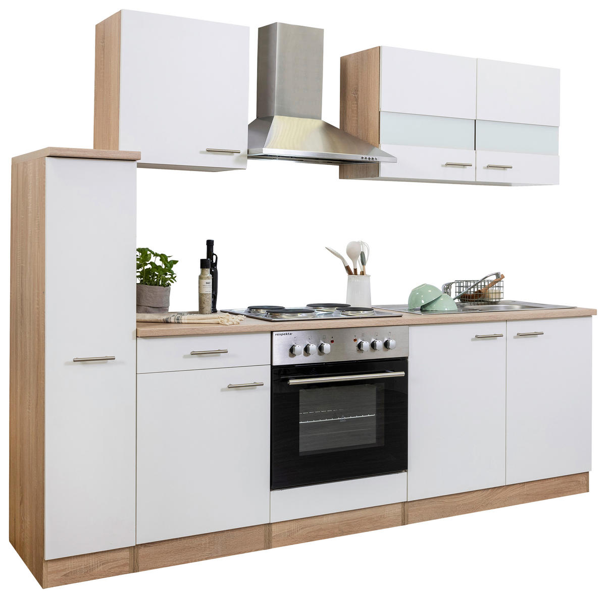 MODULKÖK 240 cm   i vit  - stålfärgad/vit, Basics, metall/trämaterial (240cm) - Respekta
