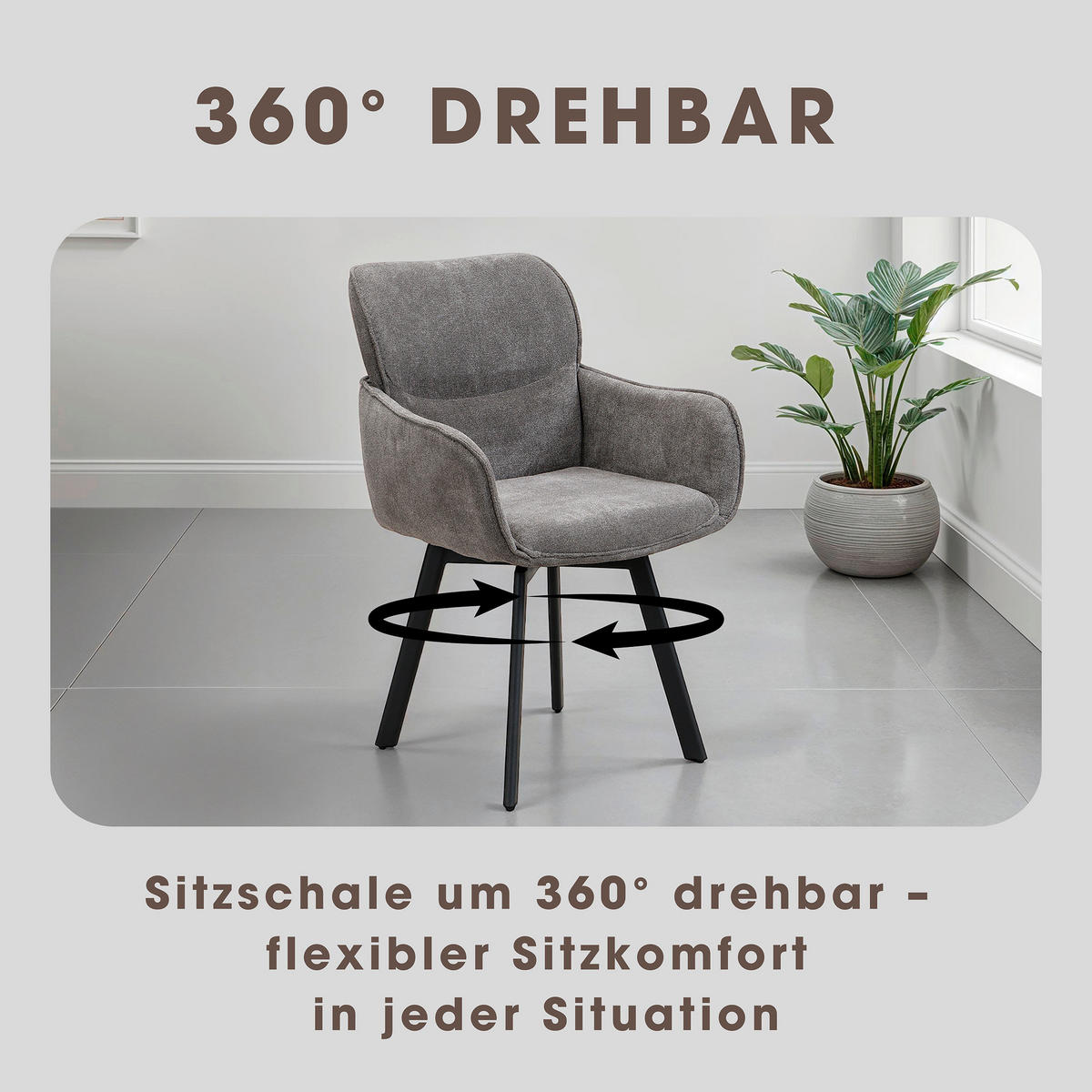 STUHL-SET 2 Stück  in Stahl Webstoff  - Dunkelgrau/Schwarz, MODERN, Textil/Metall (61/90/63cm) - MID.YOU