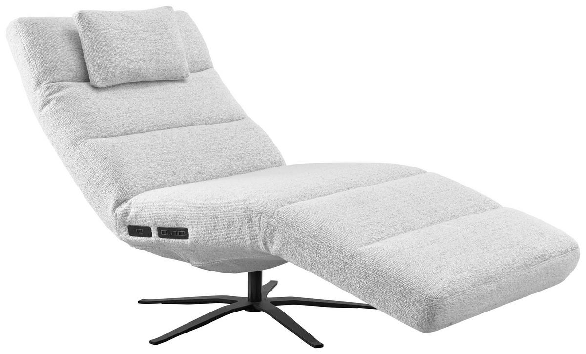 RELAXLIEGE in Flachgewebe Hellgrau  - Hellgrau/Schwarz, MODERN, Textil/Metall (82/53-115/156-206cm) - Pure Home Comfort