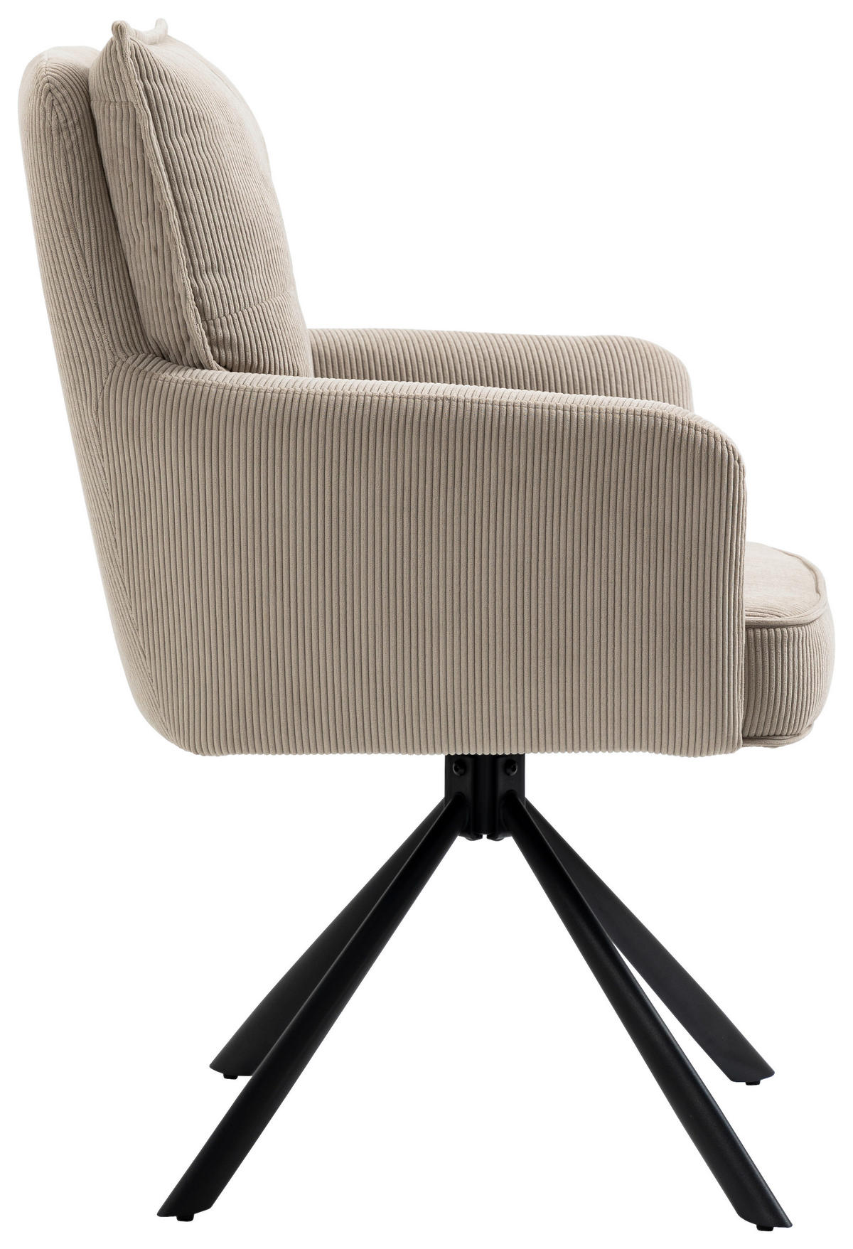 ARMLEHNSTUHL  in Eisen Cord  - Hellbraun/Schwarz, Design, Textil/Metall (60/95/67cm) - Novel