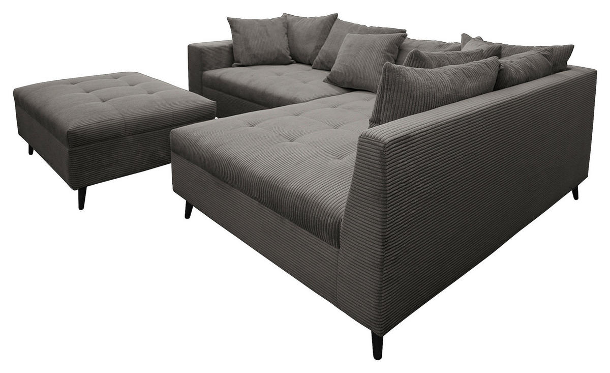 KUTNA GARNITURA tekstil  siva   - siva/crna, Design, tekstil/drvo (247/174cm) - MID.YOU