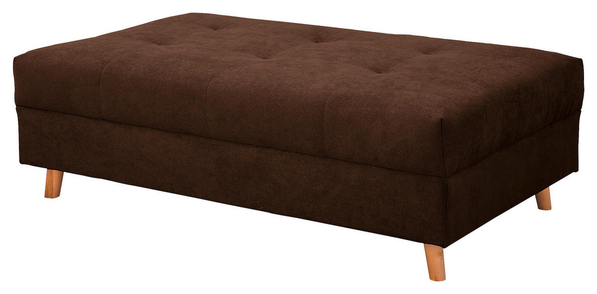 ECKSOFA inkl. Hocker Ariella in Mikrofaser Dunkelbraun  161/231 cm  - Dunkelbraun/Naturfarben, Design, Holz/Textil (161/231cm) - Livetastic