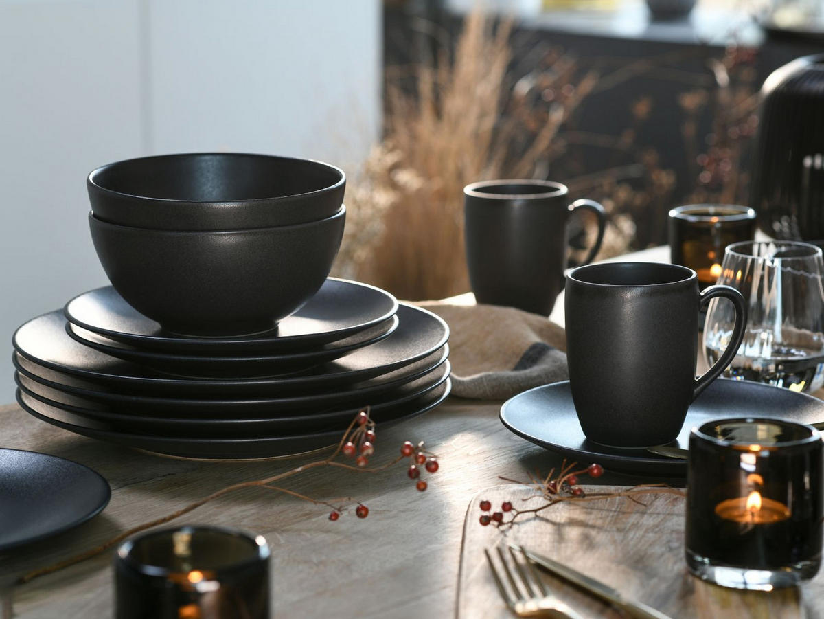KOMBISERVICE Soft Touch Black 16-teilig  - Schwarz, Trend, Keramik - Creatable