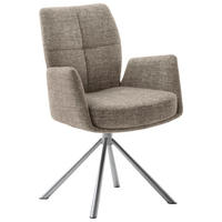 ARMLEHNSTUHL  Stoffauswahl, Typenauswahl, Sitzfläche 360° drehbar, Gestellauswahl Flachgewebe  Edelstahlfarben, Cappuccino  - Edelstahlfarben/Cappuccino, Design, Textil/Metall (60/87/61cm) - Novel