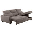 ECKSOFA  in Velours Braun  - Schwarz/Braun, KONVENTIONELL, Kunststoff/Textil (285/177cm) - Carryhome