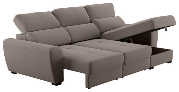 ECKSOFA  in Velours Braun  - Schwarz/Braun, KONVENTIONELL, Kunststoff/Textil (285/177cm) - Carryhome