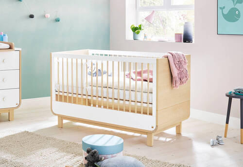 GITTERBETT PINOLINO ROUND  - Ahornfarben/Weiß, Design, Holzwerkstoff (145/90/75cm) - Pinolino