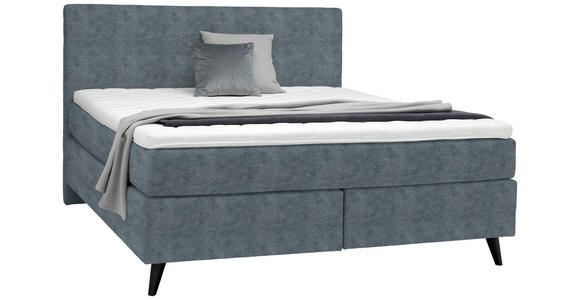 BOXSPRINGBETT 180/200 cm in Dunkelgrau - Dunkelgrau/Schwarz, KONVENTIONELL, Holz/Textil (180/200cm) - Voleo